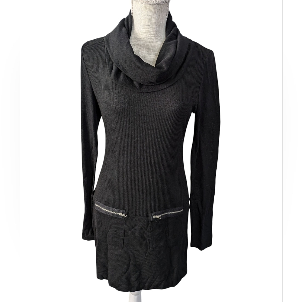 JUST FAB Black Body-con Mini Dress Cowl Neck *Tag Says L But Fits Like S